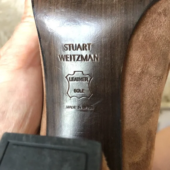 Stuart Weitzman Broom Brown Tassel Suede Block Heel Pumps - Picture 8 of 10